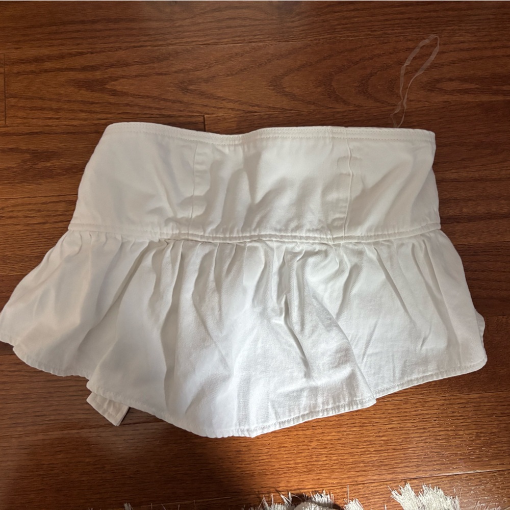 American eagle white strapless denim top